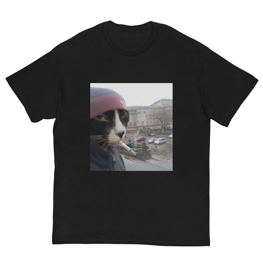 Cigareta Kotě Vtipná Kouřící Kočka Meme Hloupý Mozkový Hniloba Tričko Roztomilé Kotě Táta Grafický Outfit Unisex Móda Y2k Humor Nápis Tričko