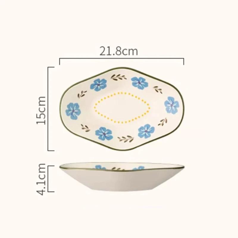 Light Luxury Flowers Ceramic Plates High End Restaurant Salad Dessert Plate Delicious Dishes Dining Plates Unique Home Tableware