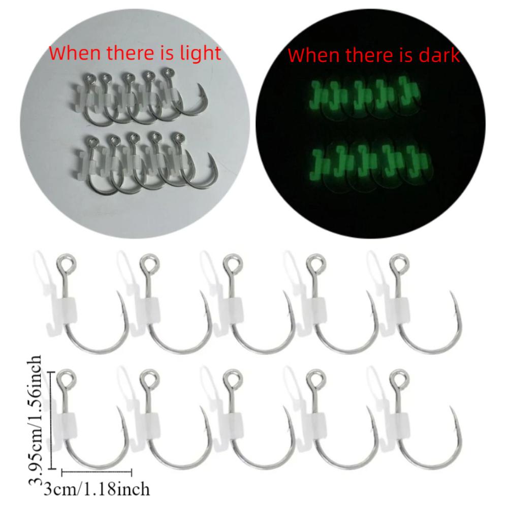 10Pcs High Strength Barbed Fishing Hook Heavy Duty Sea Bass Carbon Steel Hook  Live Bait
