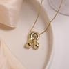 Gold Plated Balloon 26 Letter Necklaces Smooth Stainless Steel Bubble Initial Pendant Chunky Women Personality Chain Jewelry