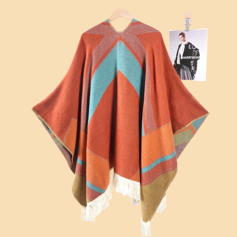 Thickened Shawl Women's Autumn and Winter Large Split Jacquard Warm Shawl Travel Premium Versatile Shawl