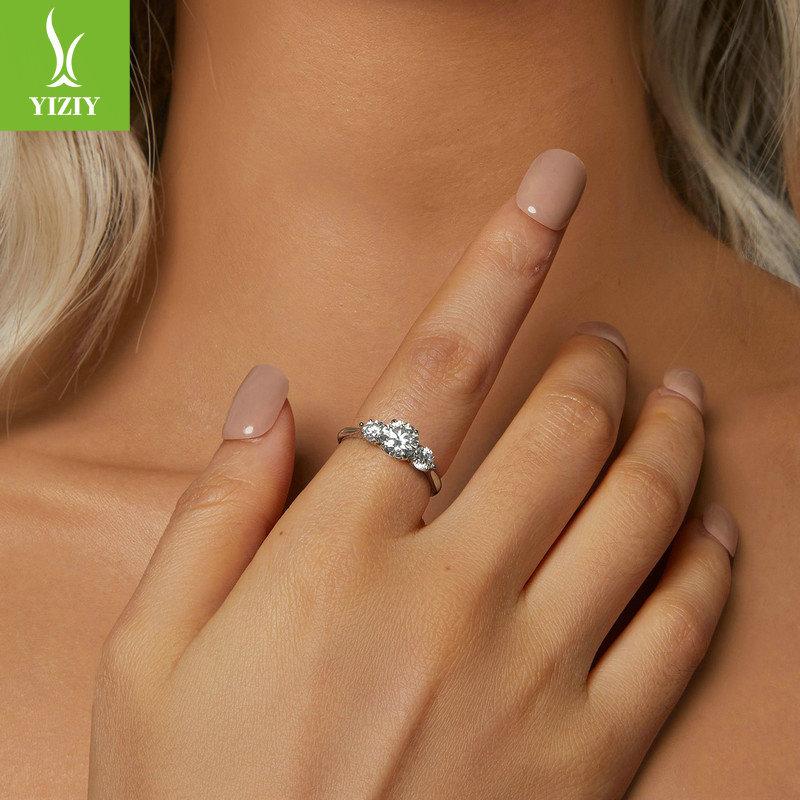 Romantic One-Carat Adjustable Ring Wedding Ring, Sparkling S925 Sterling Silver Jewelry