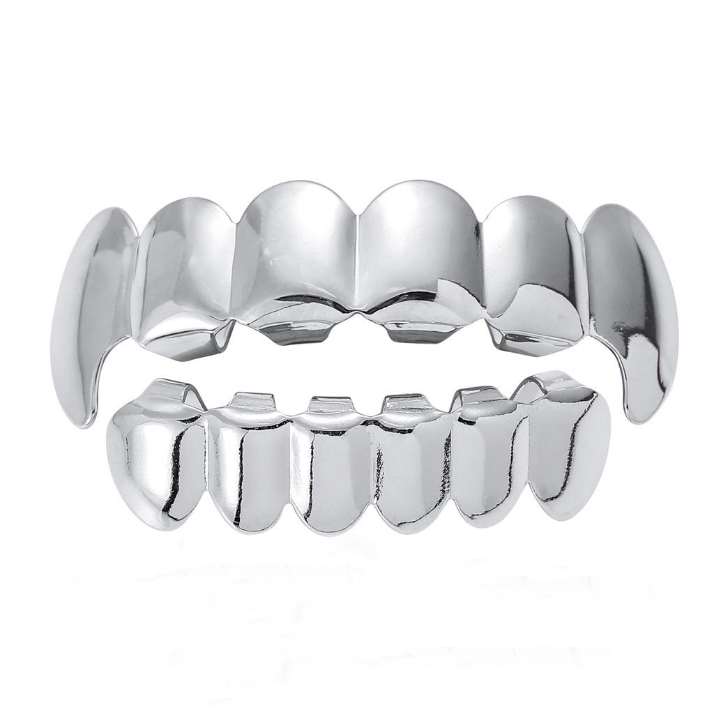 Gold Plated Shiny Canine Hip Hop Grillz Set - 6 Teeth Cool Jewelry
