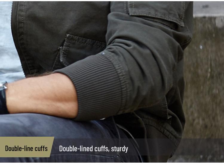 Frühling/Herbst 2025 Herren Militärstil Air Force One Jacke - Stehkragen, Reine Baumwolle, Große Größen, Freizeit