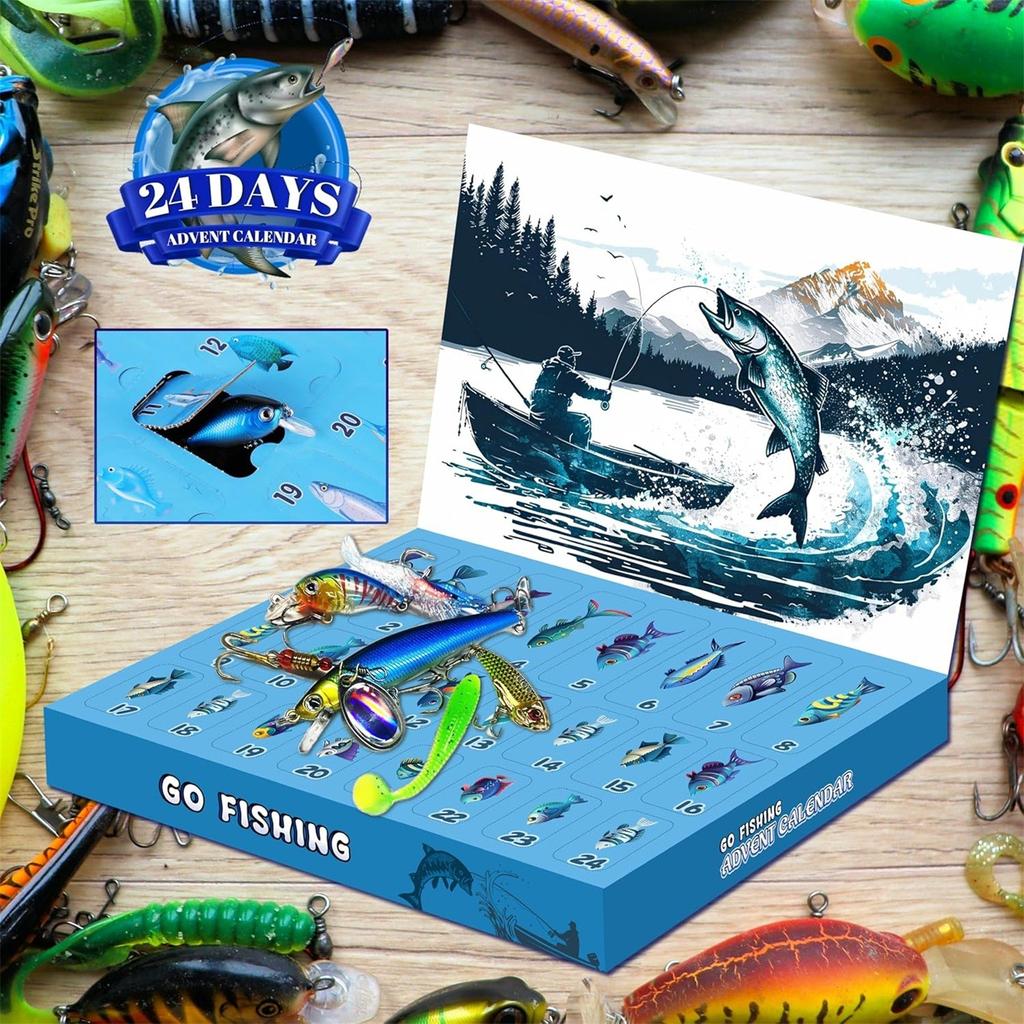 Fishing Tackle Advent Calendar Fishing Lures Set Fishing Gear Countdown Calendar Adults Kids Men Women Christmas Fish Bait Gifts