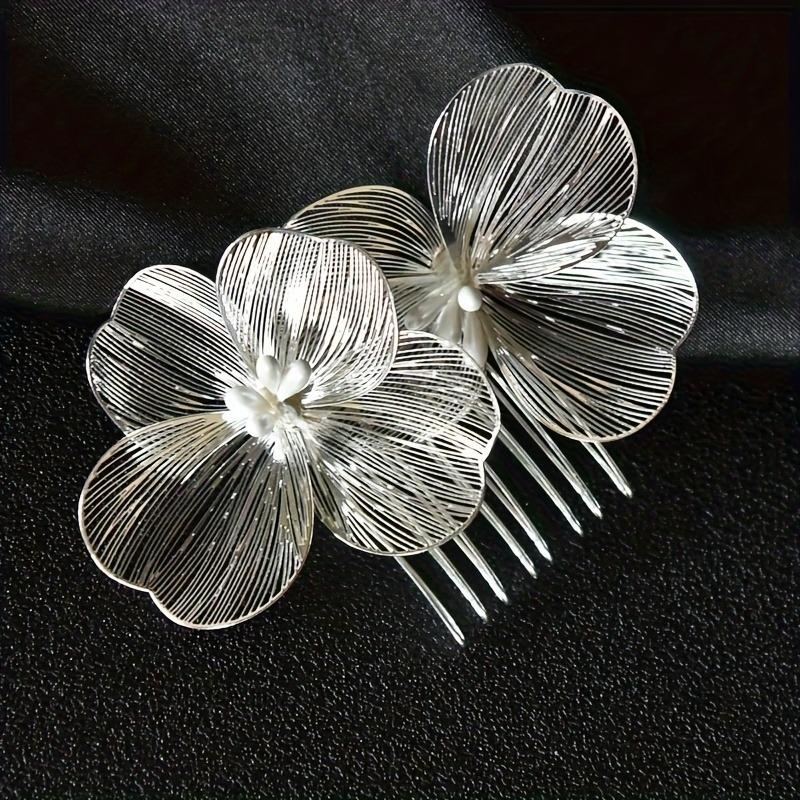 

Baroque Retro Style Elegant Alloy Bridal Flower Hair Comb U-shaped Broken Hair Sorting Artifact Wedding Birthday Party Jewelry