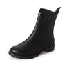 Fashion High Quality Women Comfortable Chunky Heels Front Zipper Ankle Boots Round Toe Shoes Autumn Winter Plus Size 856