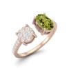1.39 Ctw Oval Peridot 925 Sterling Silver Rose Vermeil Front Open Adjustable Women Wedding Ring