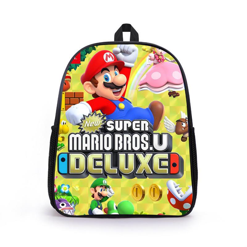 Mario Cartoon Backpack For Elementary Boys With Breathable Lightweight Oxford Fabric