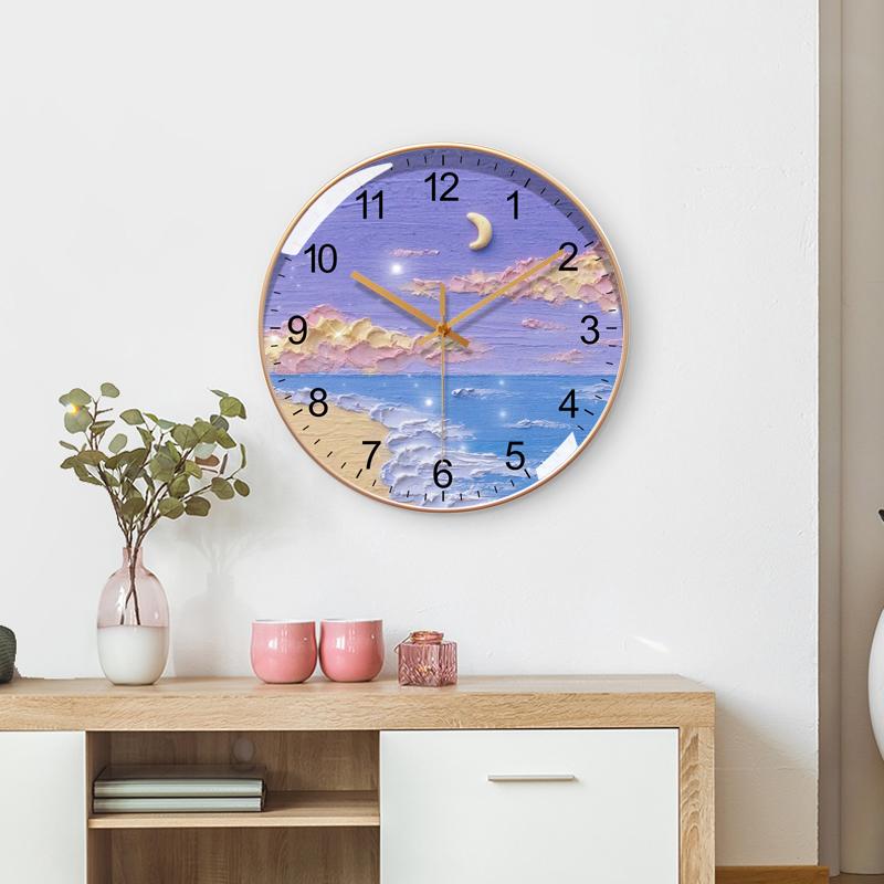 Modern Minimalist Wall Clock Nordic Landscape Ins Style Silent Wall Clock Designer Bedroom Home Decor Orologio Da Parete FYWC