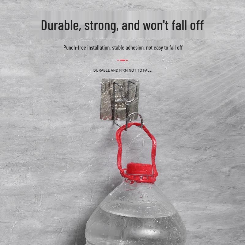 Punch-Free Bathroom Shelf with Hooks: Storage Rack for Kitchen & Bathroom Supplies.