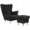 Carol Wing Chair with Footrest Scandinavian Family Meble Black Black