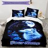 3PC Custom Name Wolf Moon Night Bedding Set Printed Bedding Set Duvet Cover Closure Includes 1 Duvet Cover & 2 Pillowcases for All Seasons Bedroom