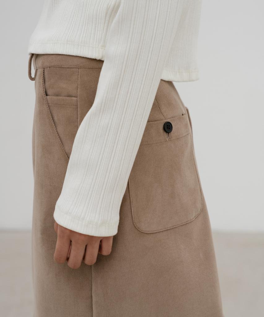 D Noah Braid Corduroy Skirt (Beige)
