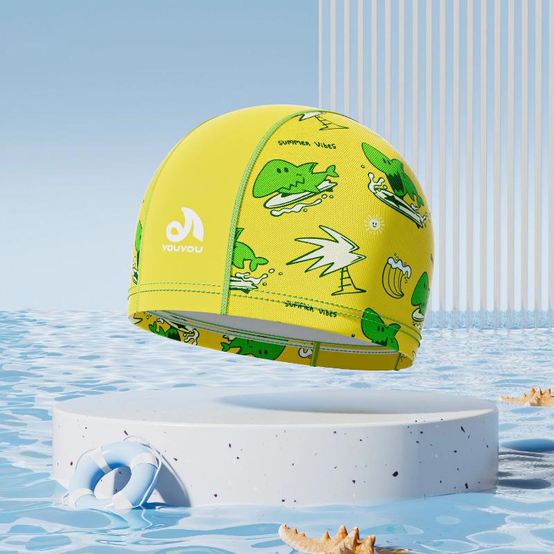 Children Cute Print Swim Cap Soft Breathable Fabric Swimming Hat For Kids Boys Girls Summer Beach Pool Water Park