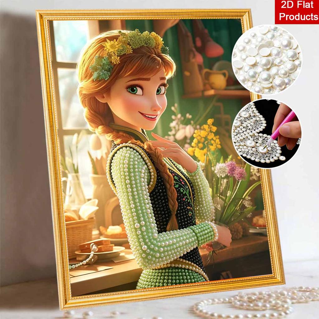 Disney Pearl Painting Princess Anna Pearl Dress DIY Pearl Art Painting Pearl Gem Painting Pictures Crafts Special Shape Home Wall Decoration