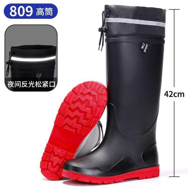 Rain shoes men's British new non-slip waterproof short tube thick-soled water shoes construction site overshoes thermal rain boots men