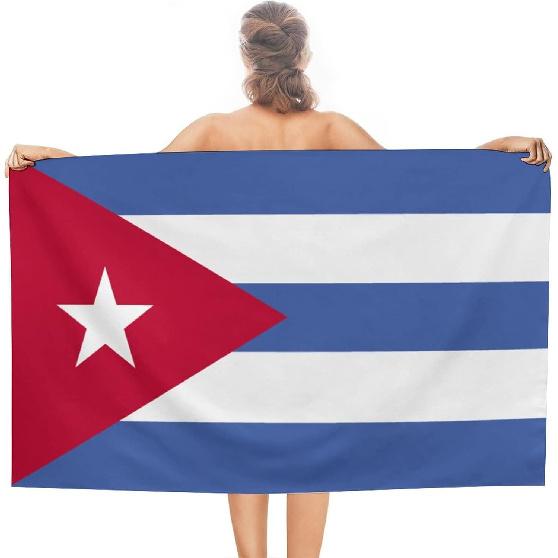 Cuban Flag Beach Towel,Oversized Super Soft Ultra Thin Absorbent Beach Towels for Travel,Quick Dry Double-Faced Pile Towel for Men