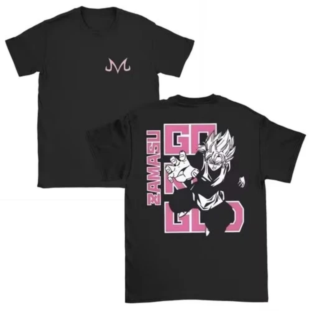 Maglietta estiva da uomo in cotone a maniche corte con scollo tondo e stampa kawaii Majin Buu Gym Ball Z Fitness Anime per genitori