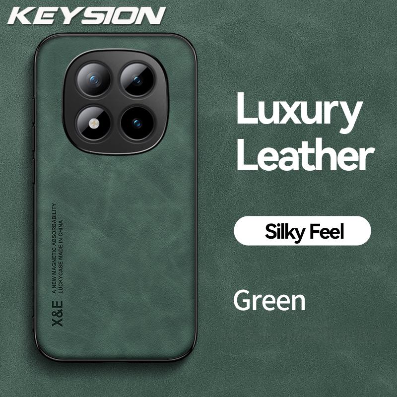 KEYSION Luxury Retro PU Leather Phone Case for Redmi Note 15 Pro + 5G Silicone+PC Shockproof Phone Cover for Redmi Note 15 4G 5G