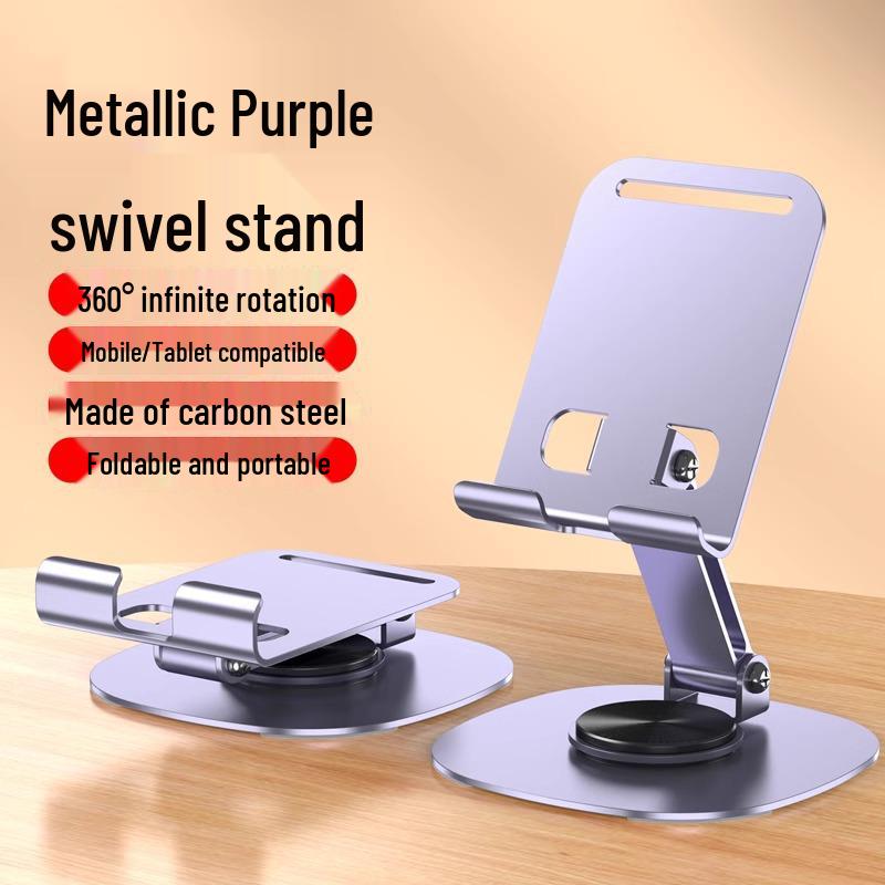 Rotatable Metal Phone & iPad Holder for Desktop - Portable, Folding, and Perfect for Live Videos