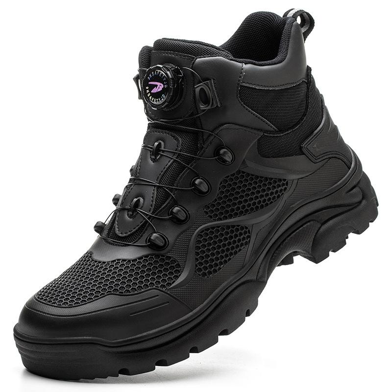 

Rotary Buckle Work Boots Safety Steel Toe Shoes Men Breathable Safety Boots Indestructible Shoes Puncture-Proof Work Shoes Men 46