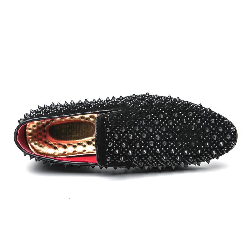 Black Pointed Rock Punk Rivet Leather Casual Shoes For Men New Trend Loafers Wedding Dress Homecoming Footwear Zapatos Hombre