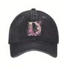 Floral Letter D Baseball Cap Unisex Casual Cotton Adjustable Distressed Outdoor Cap