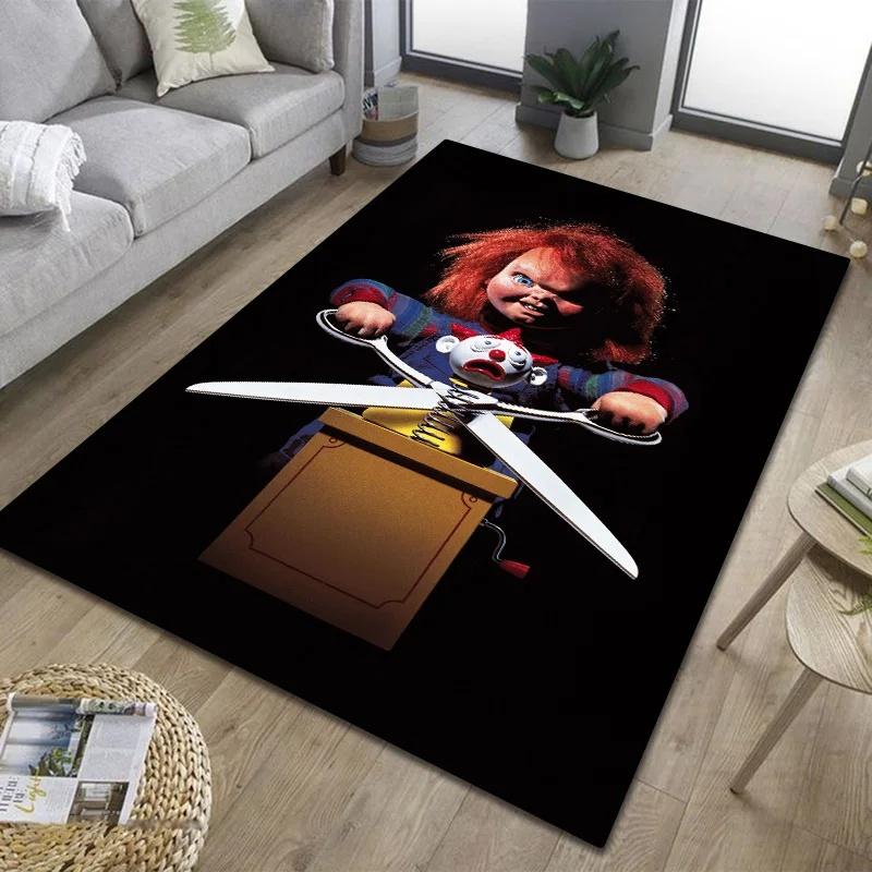 Tappeto Chucky Film Horror 3D Tappetino per Porta Soggiorno Bagno Tappeto per Pavimento Camera da Letto Annabelle Terrore Tappeto Decorativo Regalo di Halloween