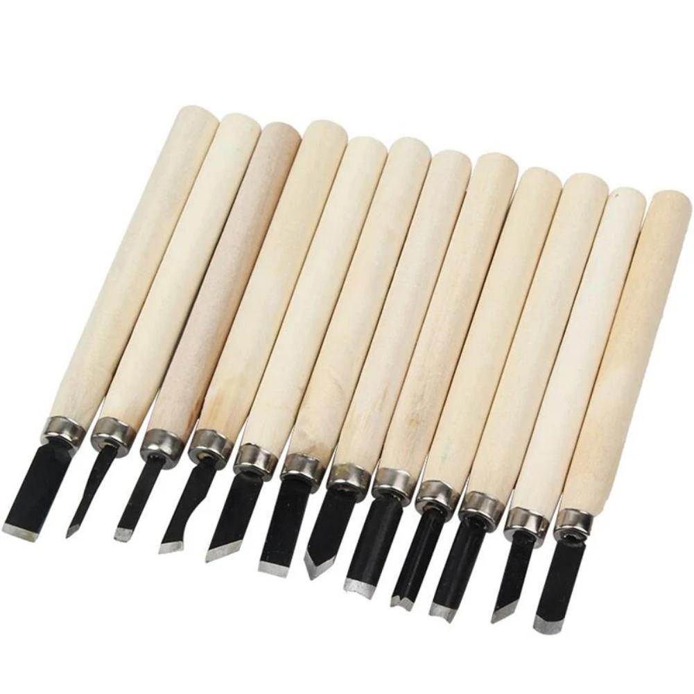 12 Piezas/8 Piezas Cinceles para Tallado en Madera Cuchillo Para Corte Básico de Madera Herramientas DIY y Gubias Detalladas para Carpintería Herramientas Manuales GYH