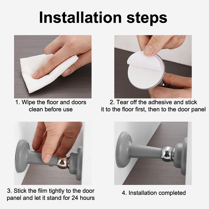 Stainless Steel Magnetic Doorstop Non-Punch Wind-Proof Door Stopper Wall Mounted Floor Mounted Door Holder Door Hardware