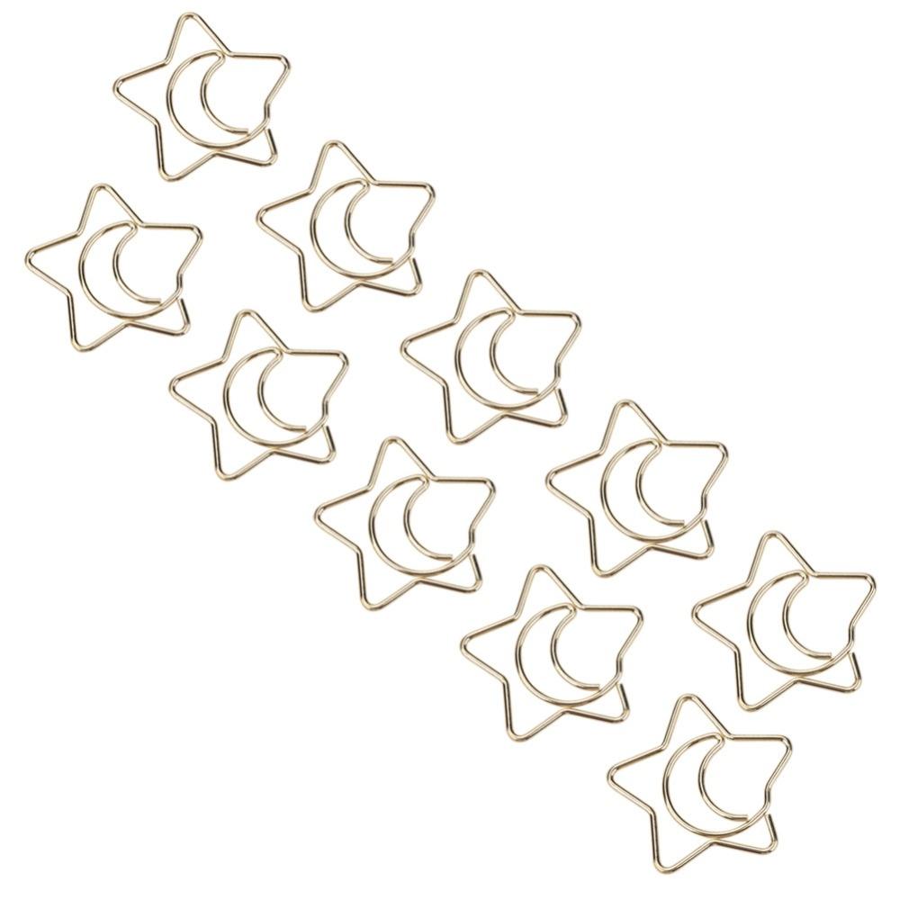 10PCS Iron Bookmark Clips Electroplating Memo Clips Bookmarks Star Moon Clips  Document Organizing
