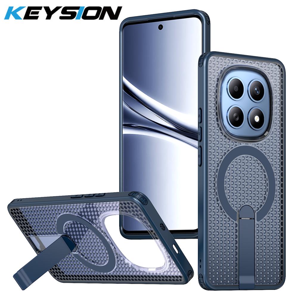 KEYSION Hollow Heat Dissipation Case for Redmi Note 15 Pro+ 5G 15 Pro 4G Magnetic Cooling Hide Stand Shockproof Phone Back Cover