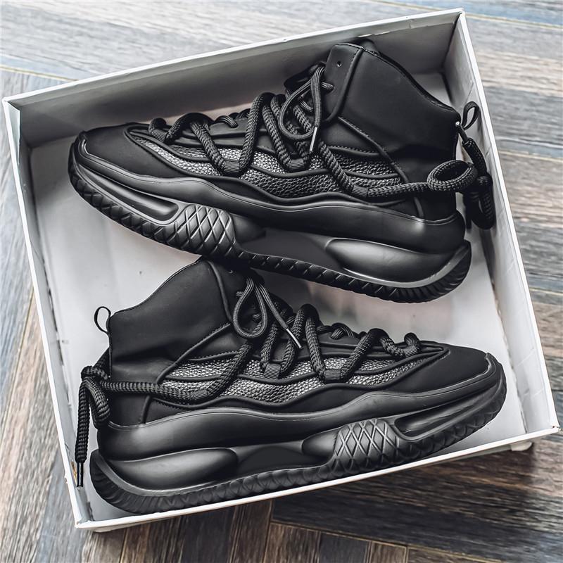 Fashion New Exquisite Men's High Top Sneakers Zapatos Para Hombres Fashion Trend Height Increasing Thick Bottom Casual Running Shoes