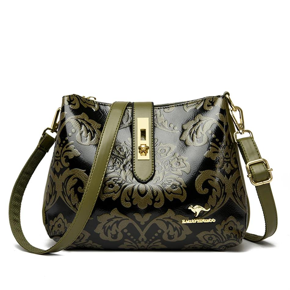 Women's leather crossbody bags 3 layers casual shoulder bags luxury designer high quality