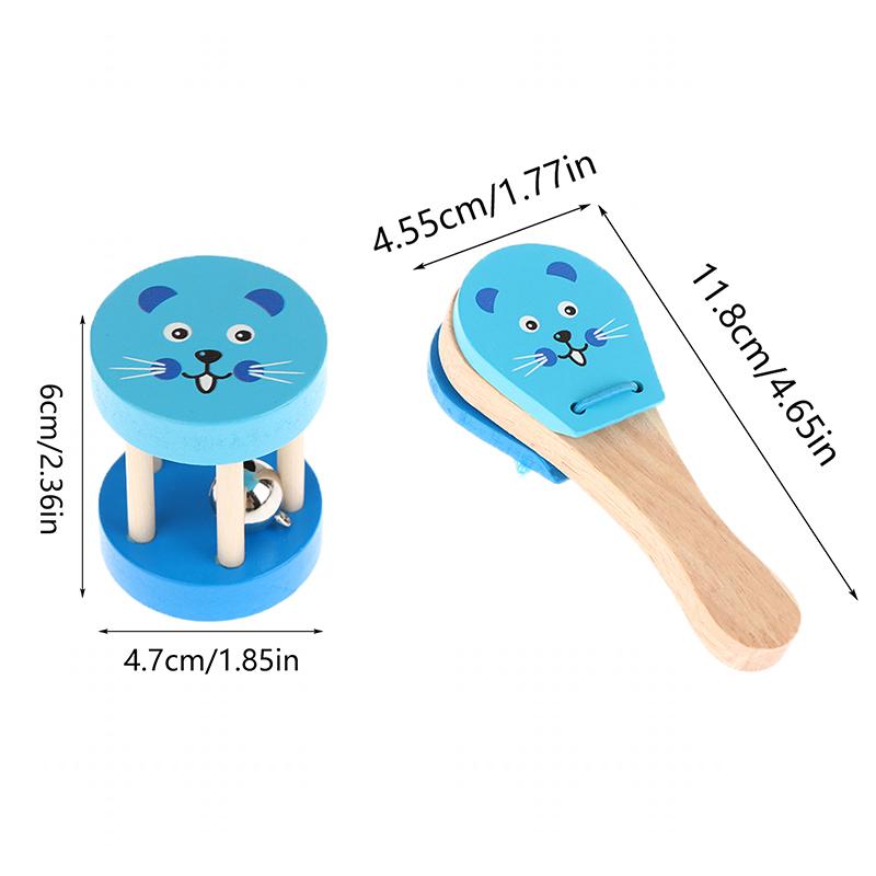 Castañuelas de Madera de Dibujos Animados para Niños Sonajas de Cinco Tachuelas Campanas Sonoras Clapper de Mango Instrumentos Musicales Juguetes Juguetes Educativos Para Niños