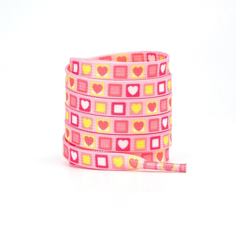 Flat Heart Shoelaces Personalized Valentine's Day Pink Love Shoelace Rope Couples High Canvas Sports Shoes Shoe Laces for AF1