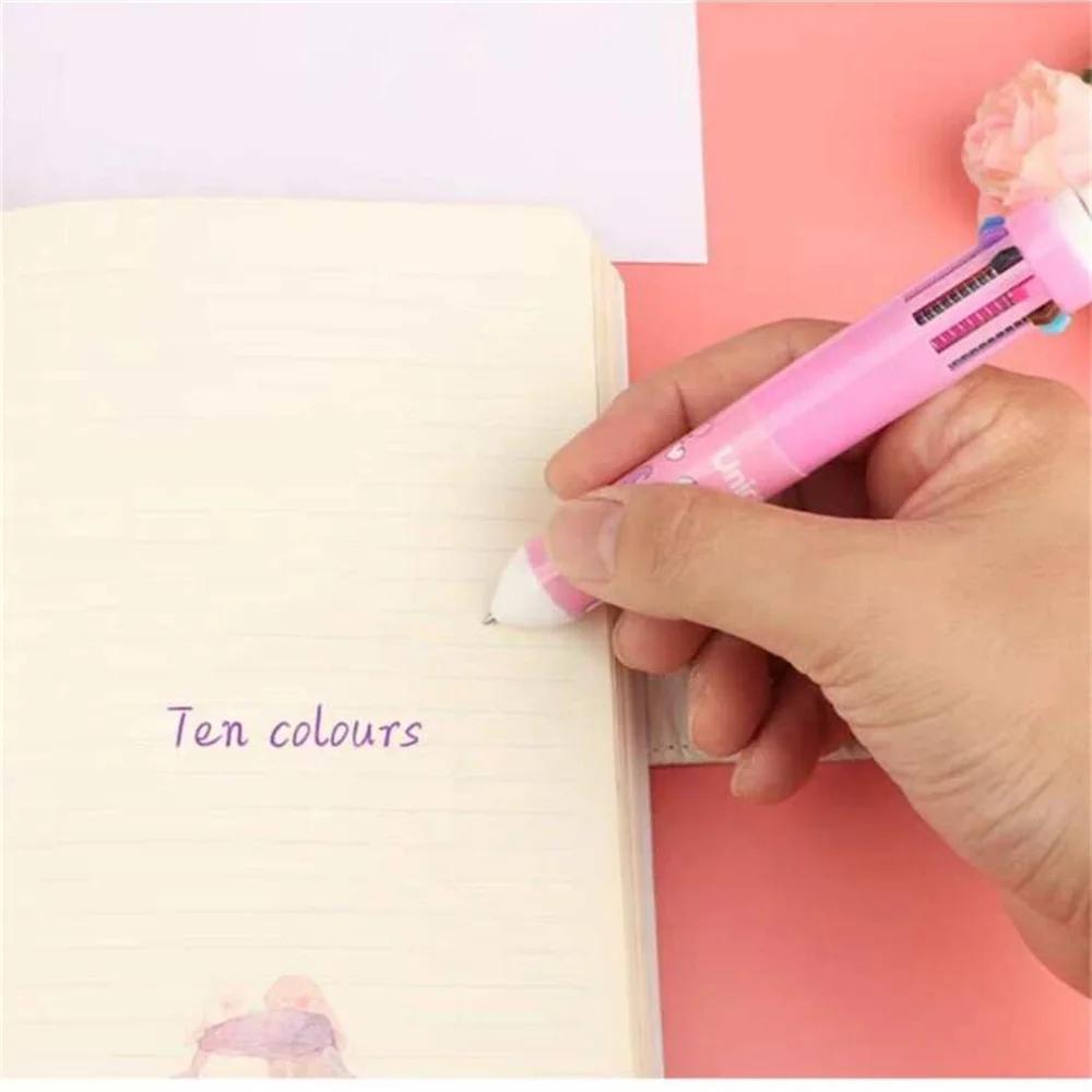 Paw Print Unicorn Ten Color Ballpoint Pen Cartoon Kawaii Multi-color Students Gel Pen Stationery Rainbow Write Cute Pens