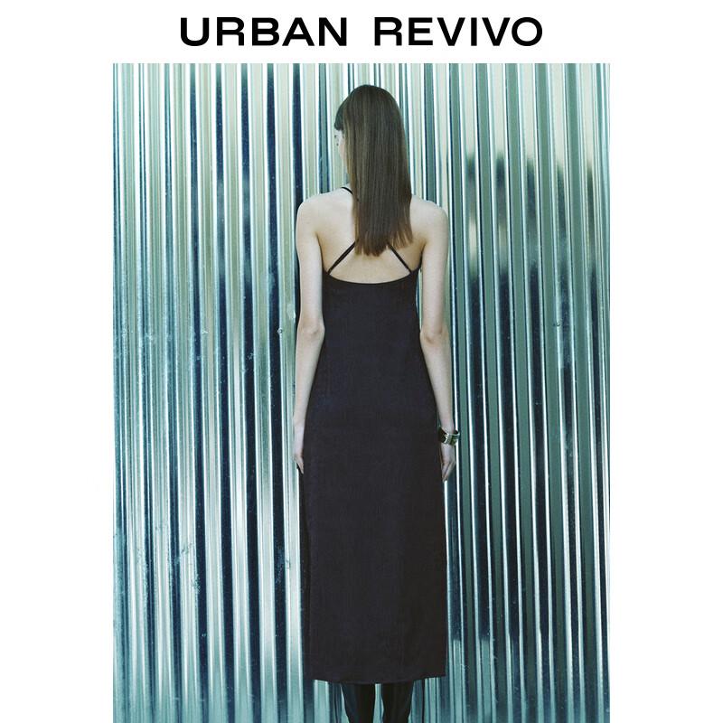 UR Women's Retro Jacquard Cross-Strap Side Slit Dress