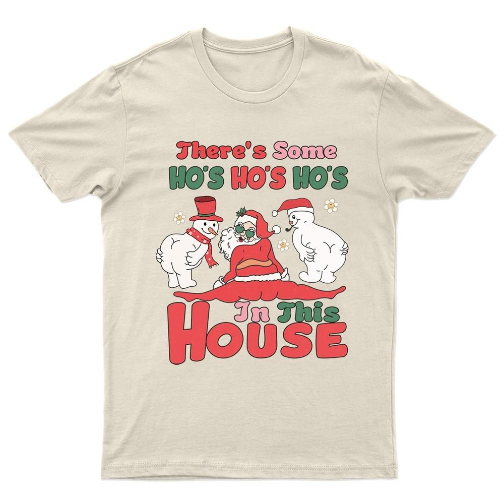 Theres Some Hos TShirt Unisex Gift Retro Seasonal Funny Xmas Claus Santa Unisex T-Shirt XXL