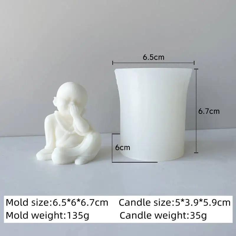 

3D Монах Гипсовая Глина Форма для Изготовления Свечей Статуя Будды Поделки Украшение Монах Силиконовая Форма Силиконовые формы Форма для яиц Silikonform