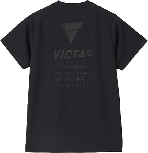 VICTAS Table Tennis T-Shirt, V-TS508, Black, Medium, 532501, Moisture-Wicking, Quick-Drying, Stretch, Unisex