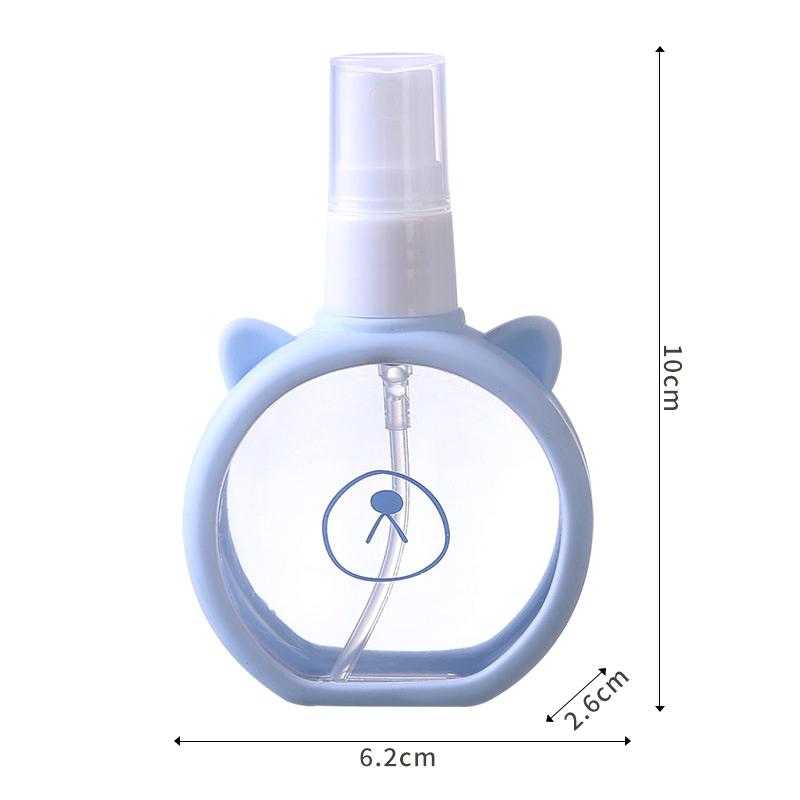 55Ml Cartoon Cat Small Spray Refillable Bottle Disinfection Alcohol Fine Makeup Bottle Cute Silicone Cover Perfume Spray Bottle