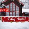 Feliz Navidad Xmas Holiday Banner, Durable Polyester Outdoor Yard Sign for Garden Fence