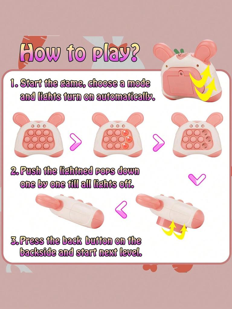 Bubble Pop Push Fidget Toys Children Handheld Quick Press Game Adult Squeeze Stress Relief Sensory Light-Up Whac-A-Mole Toys