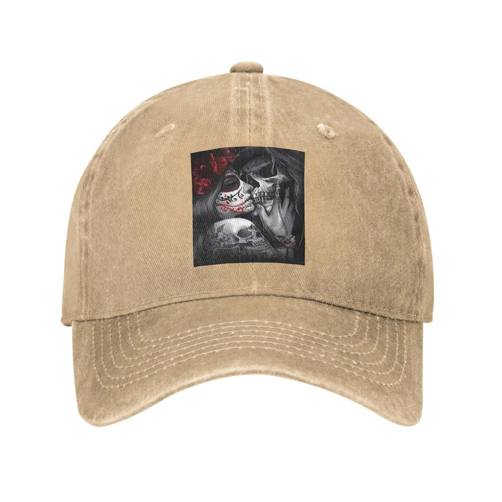 Mexican Catrina Girl Day Of The Dead Sugar Skull Washed Denim Cap Baseball Caps Adjustable Hat Summer Unisex Baseball Hats