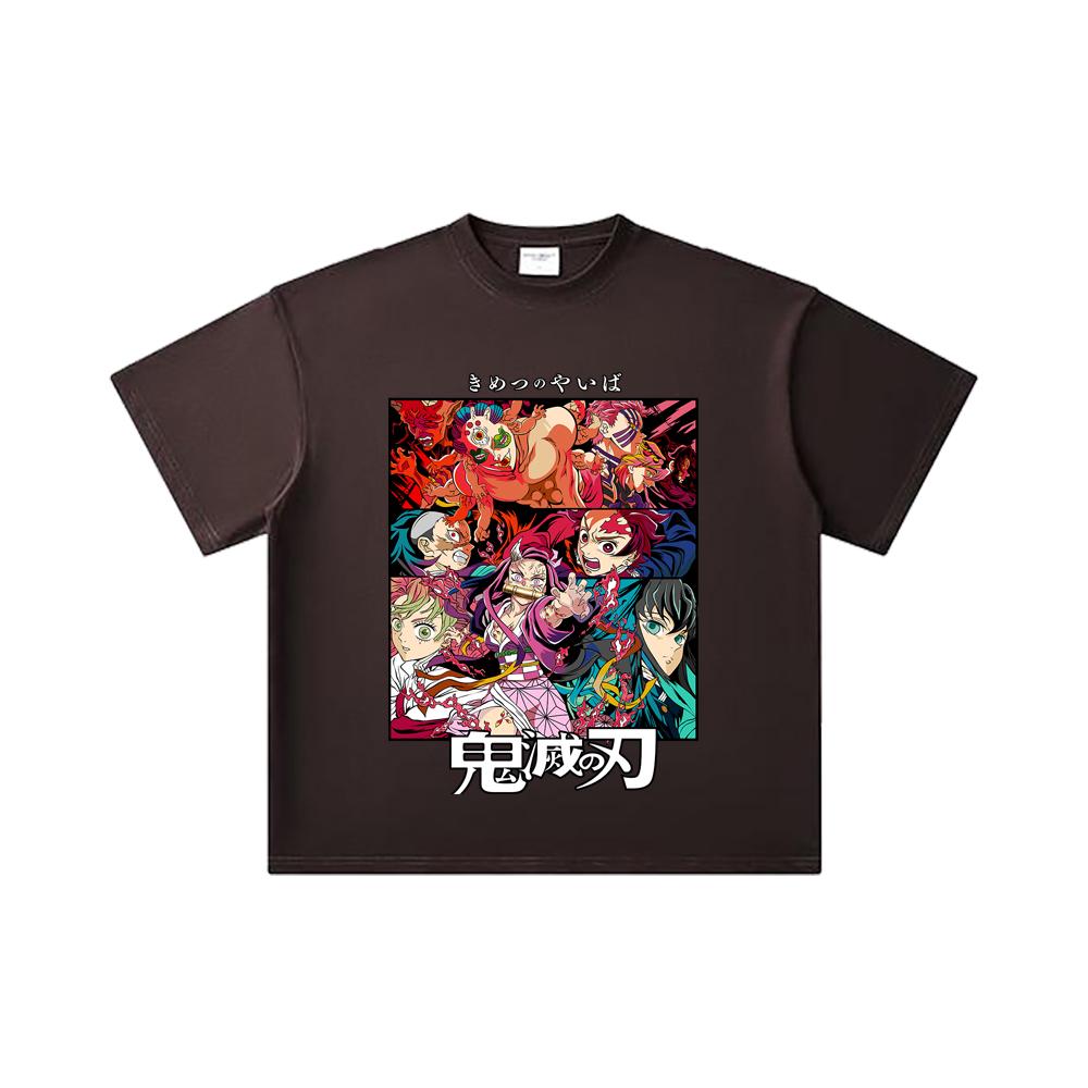 260 GSM Double Yarn 32 Count 100% Cotton Demon Slayer V26 Print Unisex Heavy Cotton T Shirt