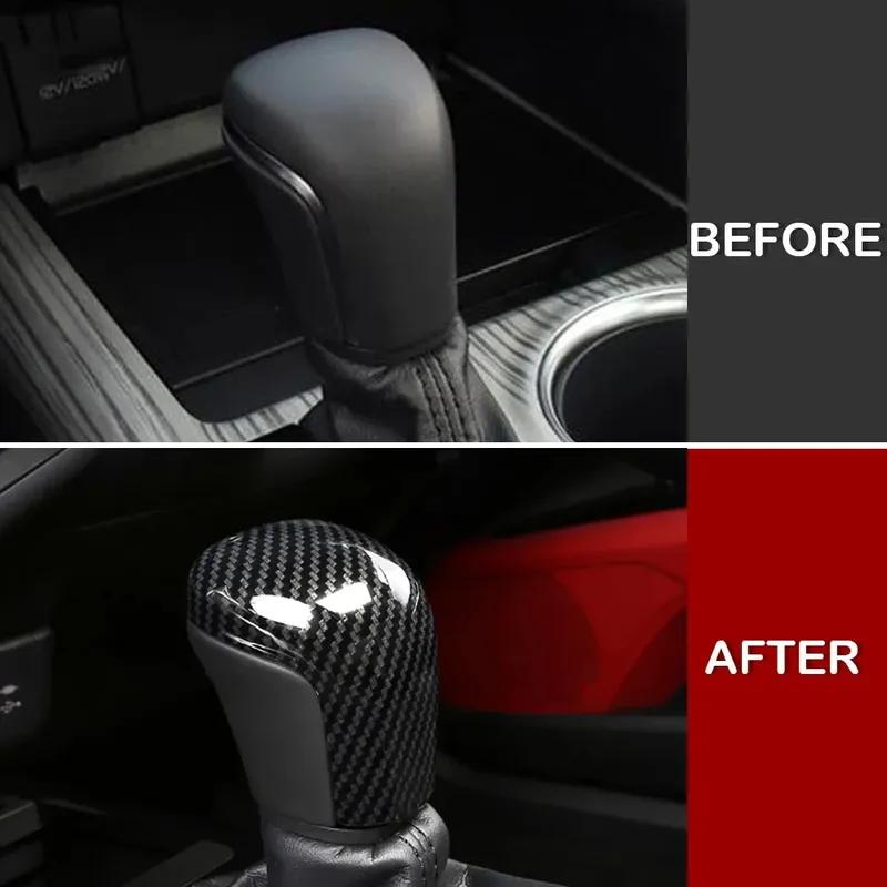 For Toyota Camry 70 2018- for Corolla      AT Carbon Fiber Car Interior Gear Shift Knob Head Cover Trim