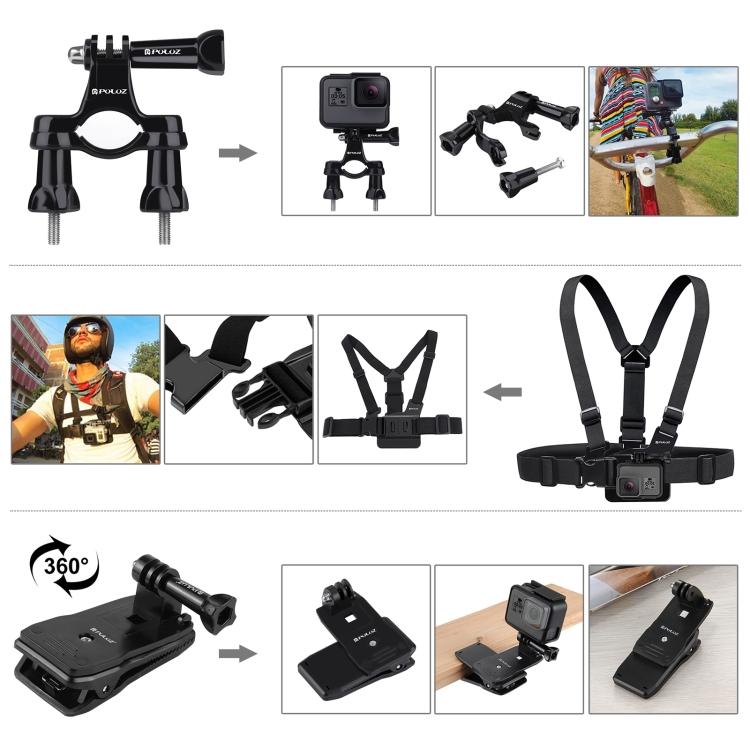 PULUZ 50 in 1 Accessories Total Ultimate Combo Kits with EVA Case  for GoPro, Insta360, DJI and Other Action Cameras