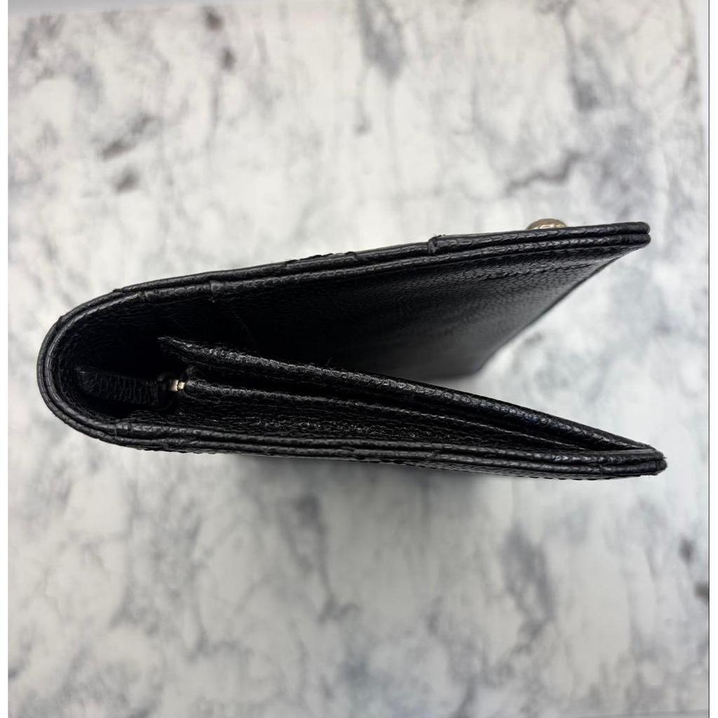 Used CHANEL Matelass Caviar Skin Long Wallet Black